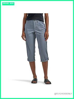 Lee Women's Ultra Lux Comfort Flex-to-Go Cargo Capri Pants Mid-Rise Relaxed Fit